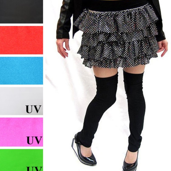 Black Leggings Shiny Leg Warmers Latex Look Clubwear Boot Covers Cosplay Socks